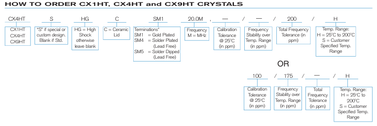 CX1HT/CX4HT/CX9HT高温晶振Statek订购指南