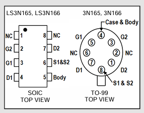 Linear Systems 3N165/3N166单片双P通道MOSFET