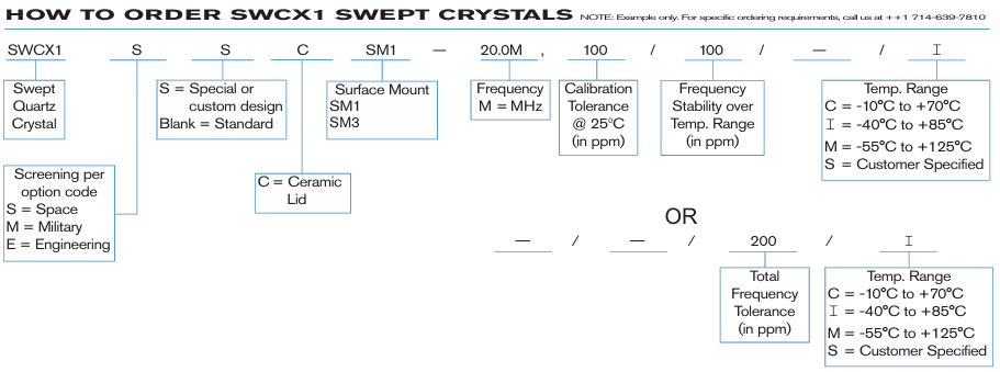 Statek SWCX1扫频石英晶体订购指南