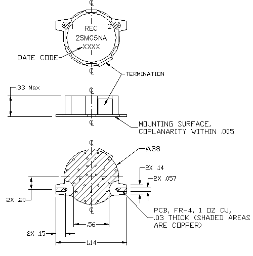 2SMC5NA表面贴装高功率隔离器3.3-3.7GHz