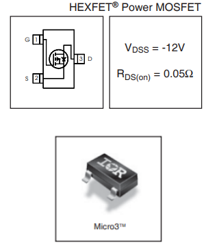 IRLML6401TRPBF：12V单通道P沟道功率MOSFET