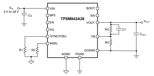 TPSM843A26降压模块（集成电感器）TI 德州仪器